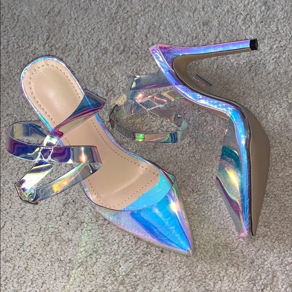 Unicorn Gloss PVC Anklet Spike Heels NEW 5.5-10 - Picture 8 of 13